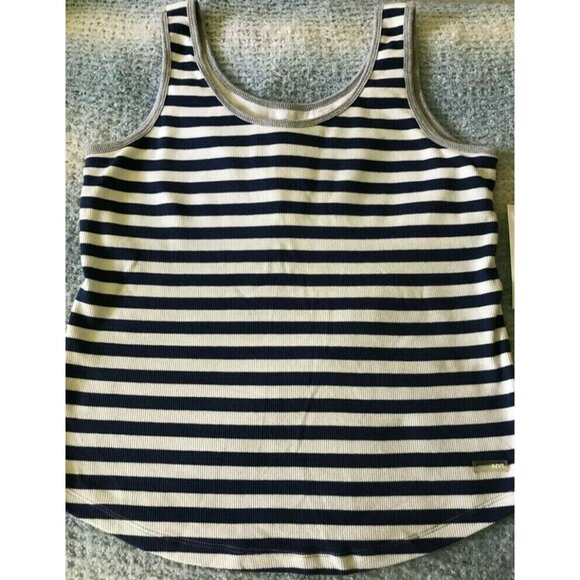 New York Laundry NYL Stretch Blue White Striped Women's Tank Top Camisole M NWT - Picture 3 of 7